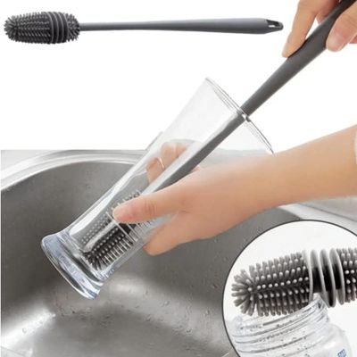 Escova de Silicone Cabo Longo para Lavar Garrafas Jarras Mamadeiras Copos Taças Limpeza Profunda