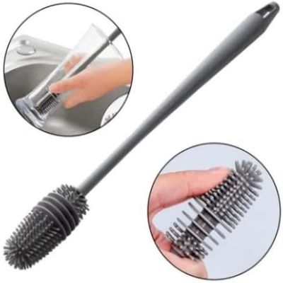 Escova de Silicone Cabo Longo para Lavar Garrafas Jarras Mamadeiras Copos Taças Limpeza Profunda