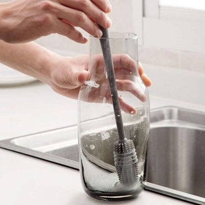 Escova de Silicone Cabo Longo para Lavar Garrafas Jarras Mamadeiras Copos Taças Limpeza Profunda