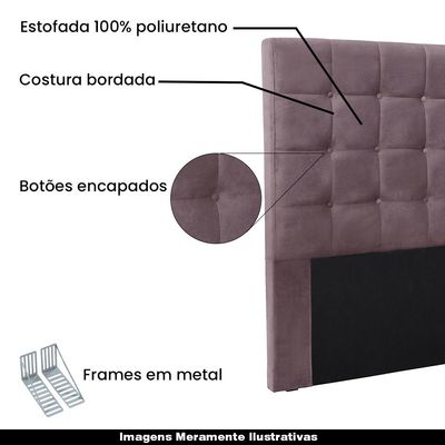 Cabeceira Decorativa Casal 1,40M Tropea Veludo Uva - Gran Belo