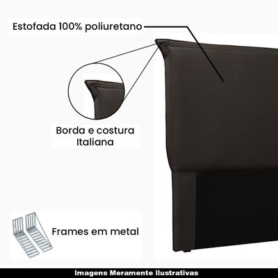 Cabeceira Decorativa Casal 1,40M Trento PU Marrom - Gran Belo