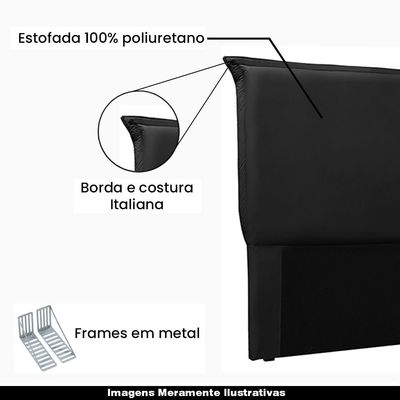 Cabeceira Decorativa King Size 1,95M Trento PU Preto - Gran Belo