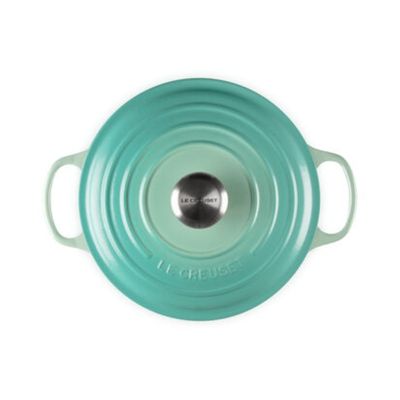 PANELA LE CREUSET REDONDA SIGNATURE EM FERRO FUNDIDO 24CM AZUL COOL MINT 21177244962430