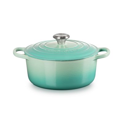 PANELA LE CREUSET REDONDA SIGNATURE EM FERRO FUNDIDO 24CM AZUL COOL MINT 21177244962430