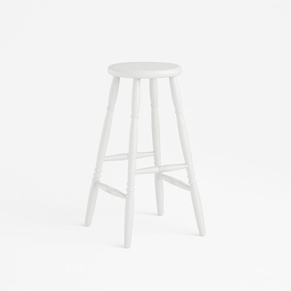 Banqueta Alta em Madeira Maciça 75cm Branco 170B Piratini