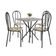 Conjunto de Mesa Quadrada com Tampo Granito e 4 Cadeiras Léia Revestimento Sintético Preto e Cedro