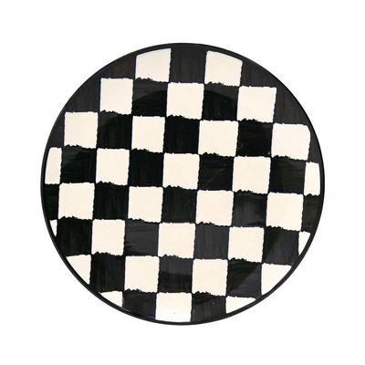 Jogo 6 Pratos Rasos Cerâmica Oxford Unni Damas 26 Cm: Quadriculado