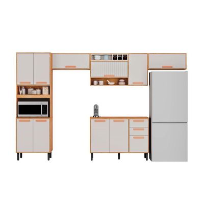 Cozinha Completa Em Mdp Nápoles Off White E Cinamomo 350cm Citatiaia
