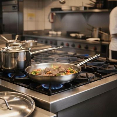 Frigideira Profissional com Tampa 1,85L Aço Inox 24cm Brinox