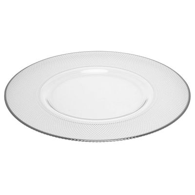 Sousplat em Cristal Wolff Thin Edge 32,5cm Prateado Elegância Moderna Mesa Posta