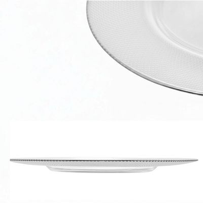 Sousplat em Cristal Wolff Thin Edge 32,5cm Prateado Elegância Moderna Mesa Posta