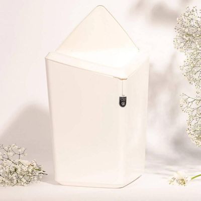 Kit Porta Escova de Dente e Lixeira Basculante 12L Branco Banheiro Organização Pia