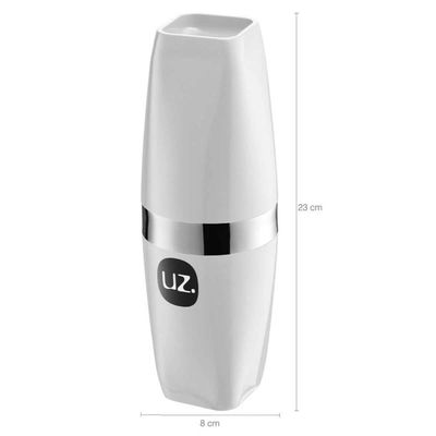 Kit Porta Escova de Dente e Lixeira Basculante 12L Branco Banheiro Organização Pia