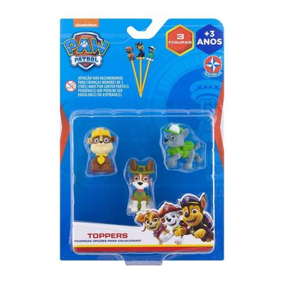 JOGO PAW PATROL TOPPER TRIO RUBBLE TRACKER E ROCKY ESTRELA
