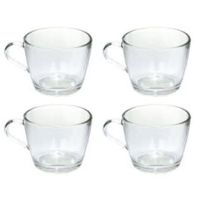 Jogo 4 Xícaras Café Vidro Temperado 215 Ml Resistente Café da Manhã