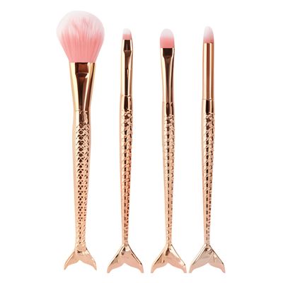 Kit 4 Pincéis macio Para Maquiagem Sereia Pó Blush Contorno