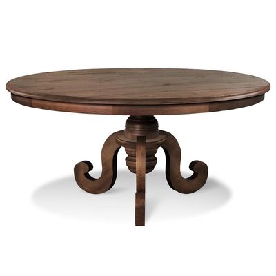 Mesa Redonda Sala de Jantar 8 Lugares Mariah 160cm Pé Torneado Canela - Gran Belo