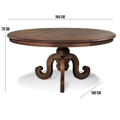 Mesa Redonda Sala de Jantar 8 Lugares Mariah 160cm Pé Torneado Canela - Gran Belo