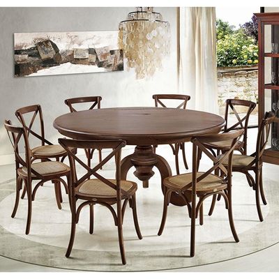 Mesa Redonda Sala de Jantar 8 Lugares Mariah 160cm Pé Torneado Canela - Gran Belo