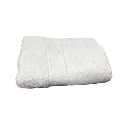 Toalha de Rosto Melody com Renda Naira Bouton Marfim