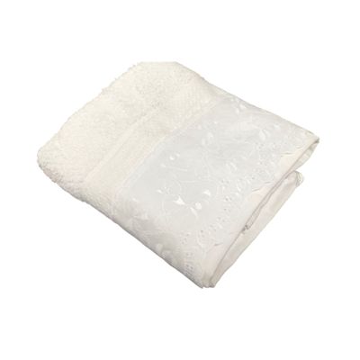 Toalha de Rosto Melody com Renda Naira Bouton Marfim
