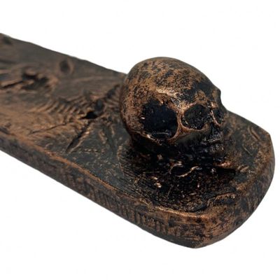 Incensário Régua 3 Crânios 26 cm em Resina - Selecione a Cor Dourado