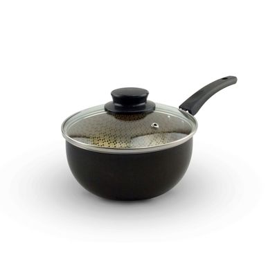 Conjunto de Panelas Elegan Dona Chefa em Alumínio Antiaderente e Pegadores de Baquelite 5 Peças Preto/Creme