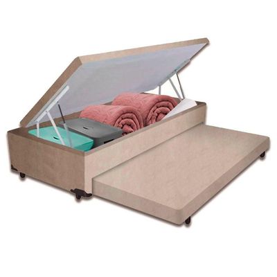 Bicama Box Baú Com Cama Auxiliar Solteiro 88x188x44 Bege