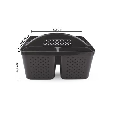 Kit 2 Cesto Organizador Transporta Tudo C/ Alça Plástico Nitron P/ Produtos de Limpeza e Ferramentas Preto
