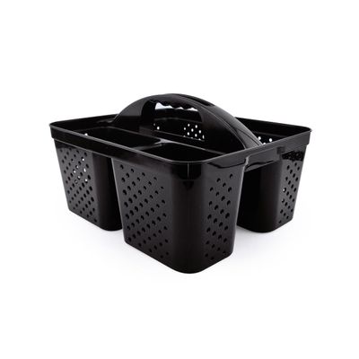 Kit 2 Cesto Organizador Transporta Tudo C/ Alça Plástico Nitron P/ Produtos de Limpeza e Ferramentas Preto