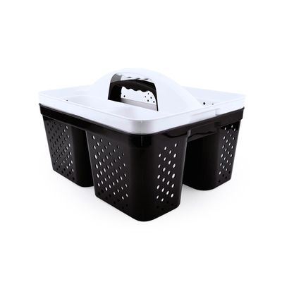 Kit 2 Cesto Organizador Transporta Tudo C/ Alça Plástico Nitron P/ Produtos de Limpeza e Ferramentas Preto