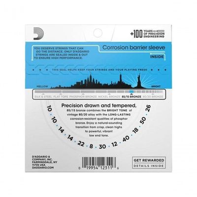 Encordoamento Violão Aço 12 Cordas .010-.050 85-15 Bronze Ez940 D Addario