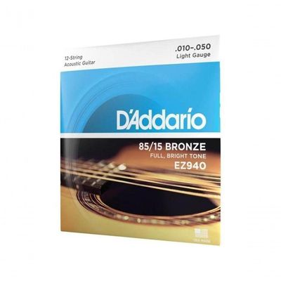 Encordoamento Violão Aço 12 Cordas .010-.050 85-15 Bronze Ez940 D Addario