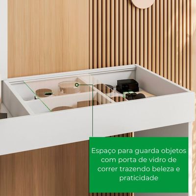 Mesa Escrivaninha Office Penteadeira Play Moderna Espelho Branco Fosco Com Cinamomo