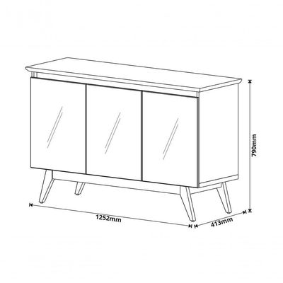 Buffet Classic 3 Portas Off White Com Freijó E Espelho - Imcal Móveis
