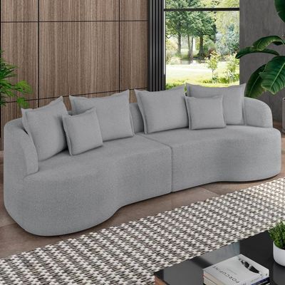 Sofá 4 Lugares Orgânico Sala De Estar Living 290cm Ekos K01 Bouclê Cinza - Lyam Decor
