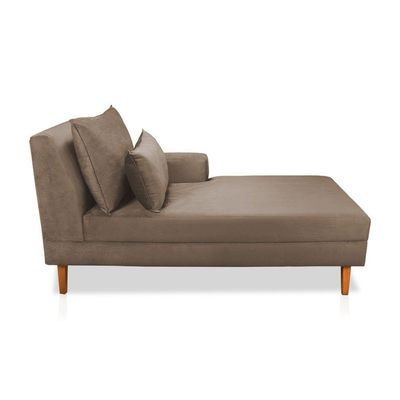 Divã Chaise Jade 1,60 Cm Pés Chanfrado Suede Cappuccino