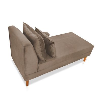 Divã Chaise Jade 1,60 Cm Pés Chanfrado Suede Cappuccino