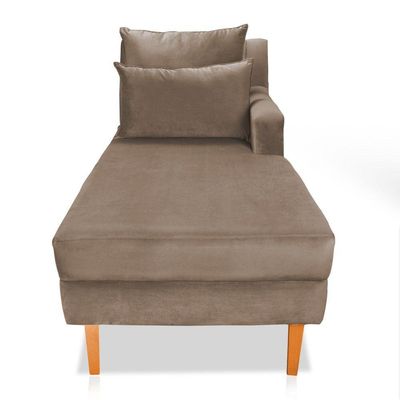 Divã Chaise Jade 1,60 Cm Pés Chanfrado Suede Cappuccino