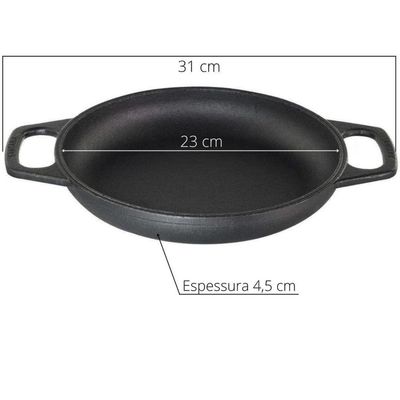Panela Duo Ferro Fundido Caçarola Frigideira Santana 24cm