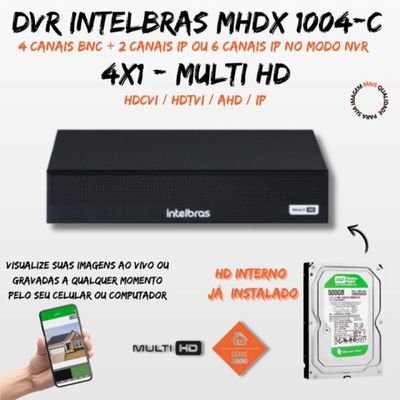 3 Câmeras Intelbras VHD 1220B Full Color Dvr 1004-c C/HD 500GB
