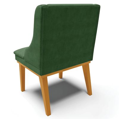 Kit 6 Cadeiras Decorativas Sala de Jantar Base Fixa de Madeira Firenze Suede Verde/Castanho G19 - Gran Belo