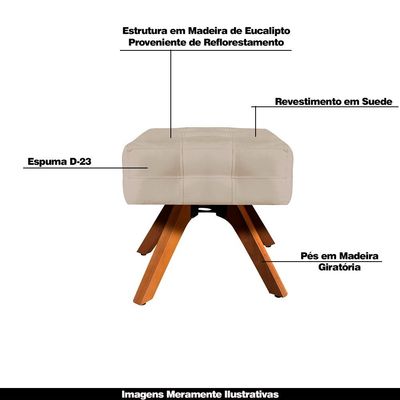 Puff Decorativo Base Giratória Karen Suede Bege - Gran Belo