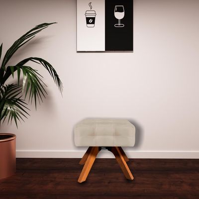 Puff Decorativo Base Giratória Karen Suede Bege - Gran Belo