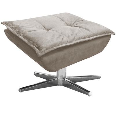 Puff Decorativo Base Giratória Cromada Charger Suede Nude - Gran Belo