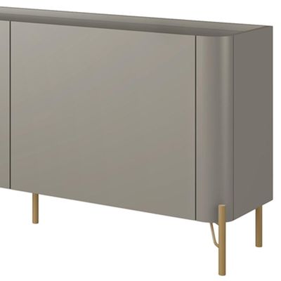 Rack Para Sala de Estar TV 75 Pol 4 Portas Pés Industrial Dourado Alef I03 Grigio - Lyam Decor