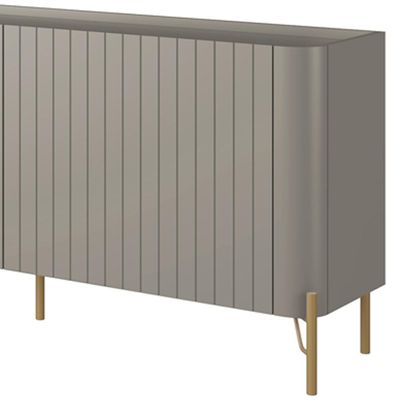 Rack Para Sala de Estar TV 75 Pol 4 Portas Brise Pés Industrial Dourado Alef I03 Grigio - Lyam Decor