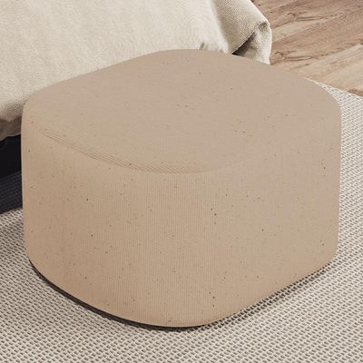 Kit 2 Puffs Decorativos Orgânico para Living Quarto 70cm Doha W01 Linho Bege Escuro - Lyam Decor