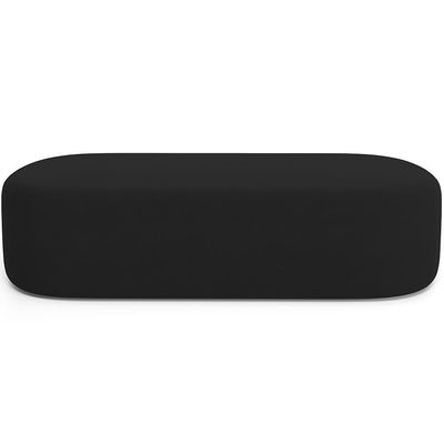 Cabeceira Cama Box King 195cm Lanna com Puff Recamier Doha W01  Suede Preto - Lyam Decor