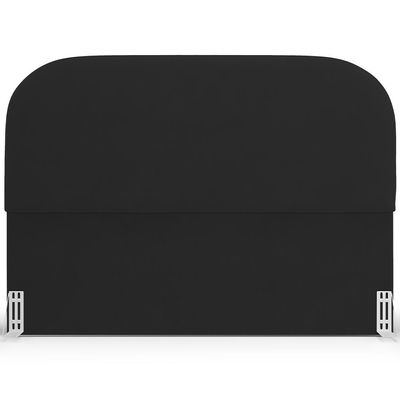 Cabeceira Cama Box King 195cm Lanna com Puff Recamier Doha W01  Suede Preto - Lyam Decor